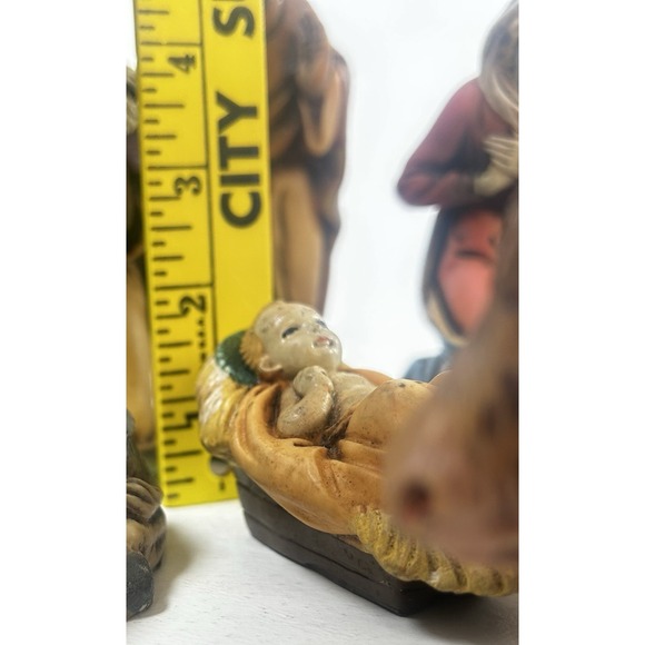 Vintage 9 Piece German Nativity Scene Figures Plastic Hand Painted - Picture 15 of 16